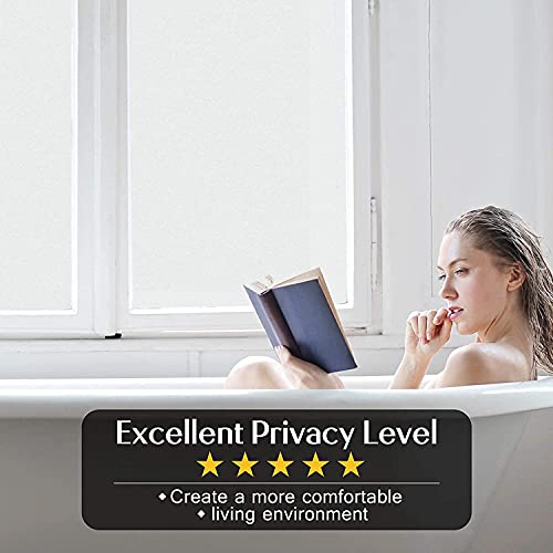 Hidbea Frosted Window Privacy Film - Non Adhesive Static Cling Glass Stickers Sun Uv Blocking Heat Control Door Covering Decals For Home Office(35.4 X 98.4 Inch, Frosted White) #TOP1