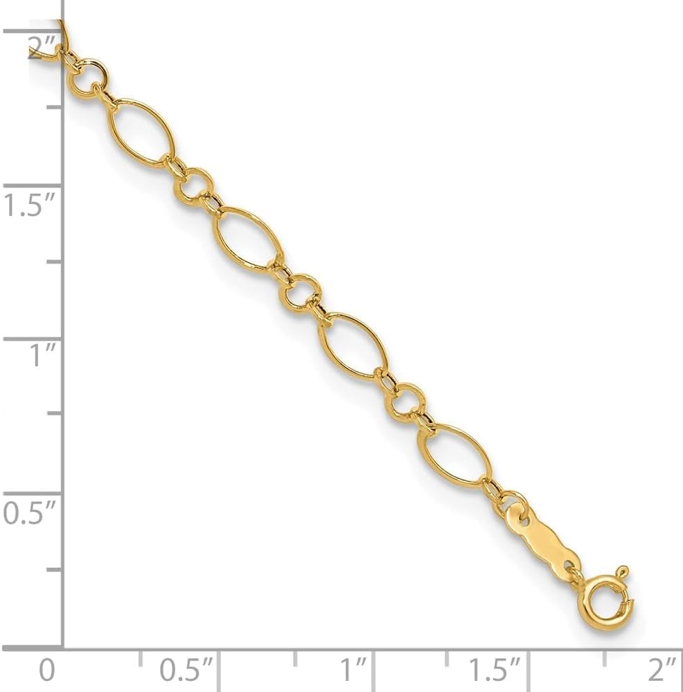 Jewelry Affairs 14k Real Yellow Gold Fancy Link 9" With 1" Extension Anklet