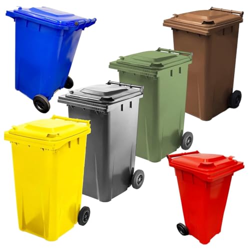 Wheelie Bins Outdoor Trash, Garden, Recycling Household Size Standard Bins 240L Colours Grey, Yellow, Blue, Green, Brown & Red Complete With Lids & Wheels (Blue)