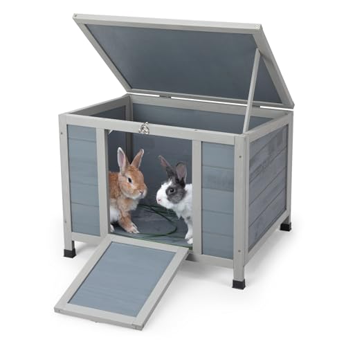 COZIWOW Casa de gato de madeira de 61 cm, casa de animais pequenos, gaiola de coelho interna, gaiola