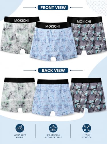 Image of Men's Printed Boxer Briefs | Comfortable Trunk-Style Innerwear with Elastic Waistband | Multicolor Pack of 3