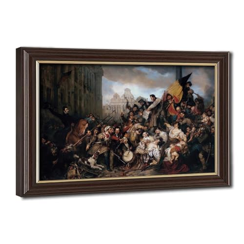 Toile Gustaf Wappers révolution belge : décoration murale compacte prêt-à-poser