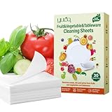 Spülmaschinentabs 120 Tabs, Natürlicher Obst Gemüse Reiniger, Biologisch Abbaubar und Plastikfrei, Kraftvolle Reinigung, Schnell Löslich, für Geschirr, Obst und Gemüse, Zitrone (4 Pack, 120Tabs)