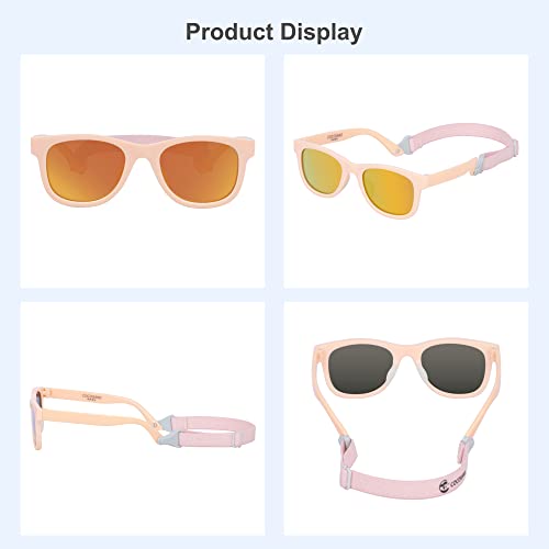 Image of Flexible Polarized Baby Sunglasses with Strap | UV Protection, Bendable, For Toddler Infant Newborn Girl Boy, Age 0-24 Months