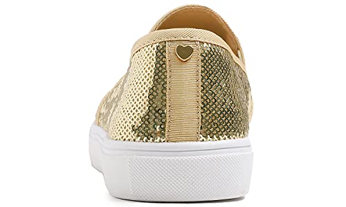 Image of FEVERSOLE Women's Fashion Sparkle Sequin Embellished Sneaker Party Holiday Casual Shoes