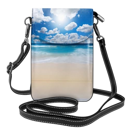 Petit sac bandoulière en cuir avec motif nuages poétique et finitions soignées
