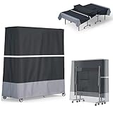 Indoor/Outdoor Ping Pong Table Cover Waterproof, Dustproof, UV-Resistant Durable Foldable Ping Pong Table Cover Fits 9x5-Foot Tables (Black & Gray)