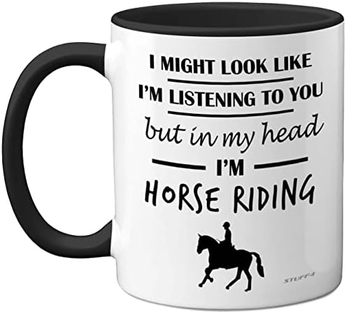 Horse Gifts for Women Men - in My Head I'm Horse Riding - Horse Riding Gifts for Horse Lovers, Horse Mugs for Girls, Horse Rider Gifts, 11oz Ceramic Dishwasher Safe Premium Mugs Cup - by Stuff4