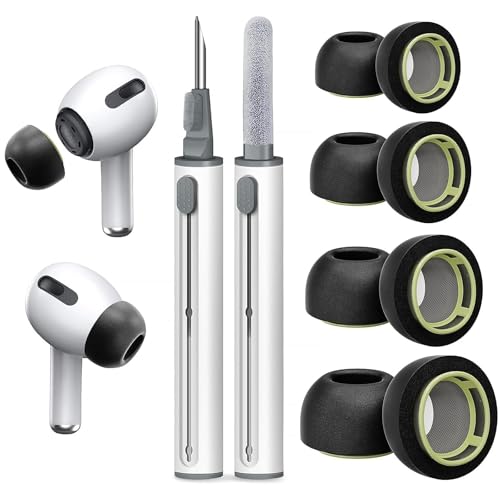 Image of Memory Foam Ear Tips for AirPods Pro 1st & 2nd Generation with 3-in-1 Cleaning Kit - Noise Cancelling Replacement Eartips, Comfortable Fit, No Silicone Pain, Fits in Charging Case, Black
