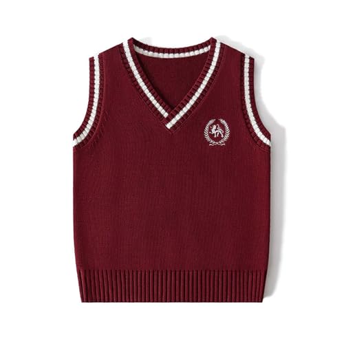 Girls Boys School Uniform Sweater Vest Causal V Neck Knit Sweaters for Tween Kids Cute Print Preppy Clothes Comfort