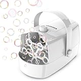 Wisdomlit Bubble Machine, 3-in-1 Bubble Maker, Bubble Blower with 3 Bubble Wheels, Make Small | Medium | Big Bubbles for Kids Toddlers, Bubble Toys for Indoor Outdoor Birthday Party (White)