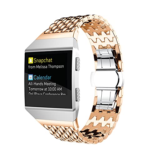 Maucoray Correa de reloj para Fitbit Ionic Fitness Smartwatch, acero inoxidable, pulsera deportiva de metal, accesorios de repuesto, correa de muñeca ajustable, talla única, Acero inoxidable, No es