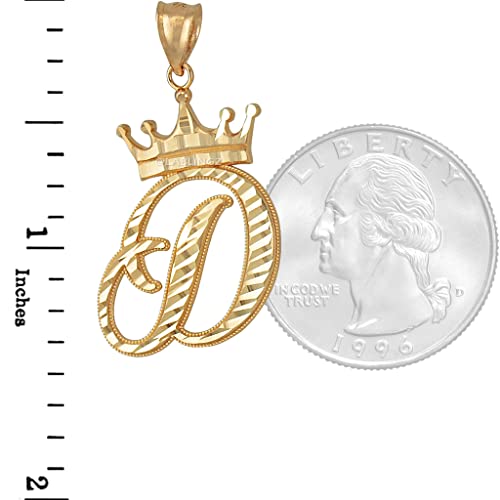 14K Yellow Gold Letter 'D' Initial Cursive Dc Pendant Necklace (Pendant (No Chain)) #TOP1
