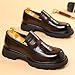 Men's Luxury Genuine Leather Platform Chunky Slip-on Penny Loafers Fashion Round Toe Lug Sole Patent Business Dress Shoes Classic Non-Slip Party Wedding Prom Work Shoes (Brown,6)