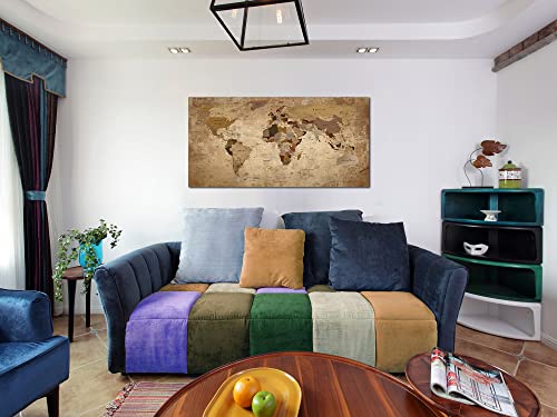 Acocifi World Map Canvas Wall Art Retro Beige Abstract Painting Vintage Old Nautical Picture Framed Artwork Prints For Living Room Bedroom Study Room Home Office Large Wall Decor 40"X20" #TOP4