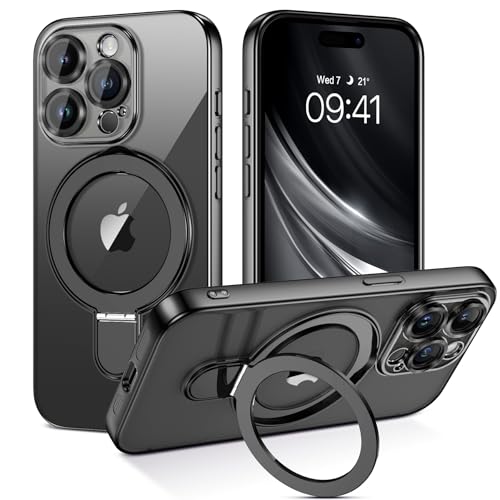 Coque iPhone 15 Pro transparente antichoc antichute avec anneau aimanté