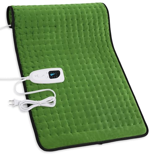 Image of Deepsoon Heating Pad,Electric Heating Pads for Back,Neck,Moist Heating Pad for Abdomen Shoulder Knee Legs,Dry /Moist Heat&Auto Shut Off,Mother's Day Birthday for Men and Women,Green Black,33x17 Inch