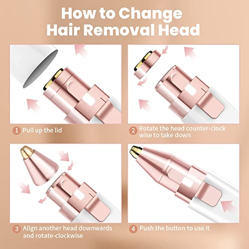 Facial Hair Removal For Women, 2 In 1 Electric Eyebrow Trimmer & Face Hair Remover With Led Light - Rechargeable Face Shavers For Women, Hair Removal Device For Eyebrows, Peach Fuzz, Lips, Arms #TOP4