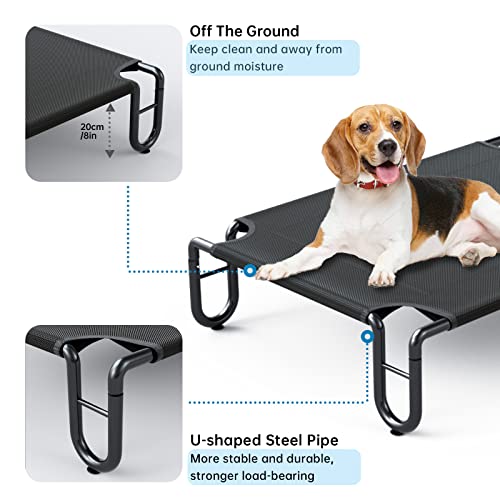 KORIMEFA Erhöhtes Hundebett bis 60 kg, Haustierbett Outdoor, Waschbare Hundebetten Hundeliege Haustierliege Gross Hunde, 122x85 cm mit rutschfesten Füßen für Garten Indoor Draußen