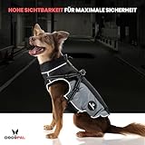 DOGOPAL Regenmantel Hund mit Integriertem Geschirr – Wasserdichter Hunderegenmantel, Winddichter Hundemantel, Reflektierende Regenjacke für Kleine & Große Hunde, Hohe Sichtbarkeit (Grau, 30)
