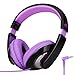 RockPapa Over Ear Stereo Headphones Earphones for Adults Kids Childs, Noise Isolating, Adjustable, Heavy Deep Bass for iPhone iPod iPad Macbook Surface MP3 DVD SmartPhones Laptop (Black/Purple)
