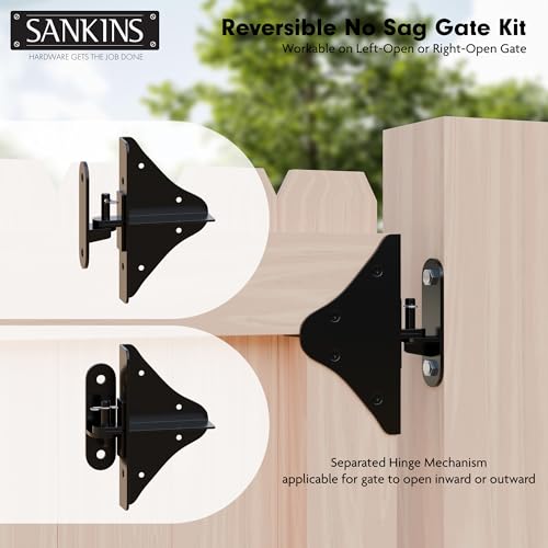 SANKINS Anti Sag Gate Frame Kit Hardware, 90 Degree Right Angle Gate Hinges, Gate Fence Kit with Gate Latch for Wooden Fence, Driveway Gates, Corral Gates, Wood Windows - Thumbnail 4