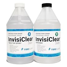 Fibre Glast InvisiClear Tabletop Epoxy Kit, Food Grade Resin Hardener Kit, High-Gloss Clear, No VOCs, UV Resistant, for Wood Crafts, Counter, Bar & Table Tops, 3601-B 1 Gallon Kit