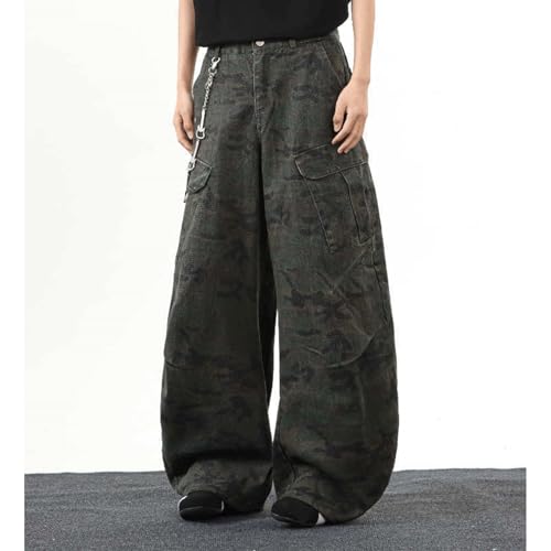 Barrel Jeans Men Camo Cargo Baggy Skater Denim Pants Streetwear High Waist Barrel Leg Bottoms Camouflage Loose Fit Casual2