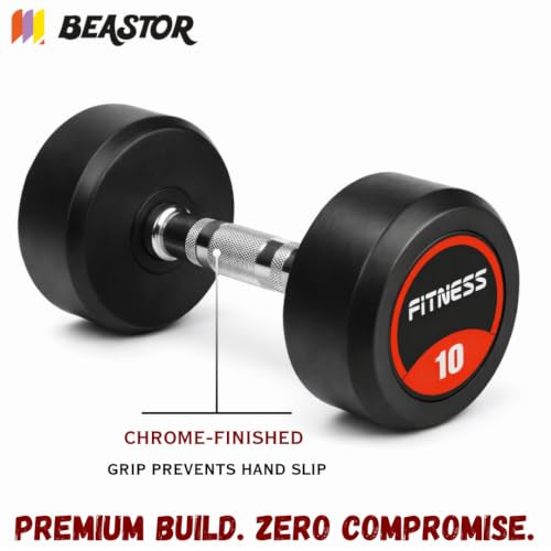 Image of Bouncer Dumbbells Pair 10 kg x 2 for Home & Gym Workout | Fixed Weight Dumbbells for Strength Training & Muscle Building | Heavy Duty, Unbreakable Gym Equipment (Black, 10kg)