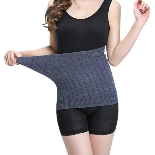 Thermal Waist Support Cashmere Knit Abdominal Binder Kidney Stomach Lumbar Lower Back Support Brace Breathable Slim Waist Trimmer Wrap Belt Elastic Postpartum Belly Band Warming Healing Pain Relief