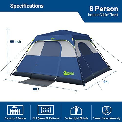 Beyondhome Tent, 6 Person 60 Sec Setup Family Camping Tent, Waterproof & Windproof Tent With Top Rainfly, Upgraded Ventilation System, Instant Cabin Tent For Camp Backpacking Hiking Outdoor, Navy Blue #TOP6