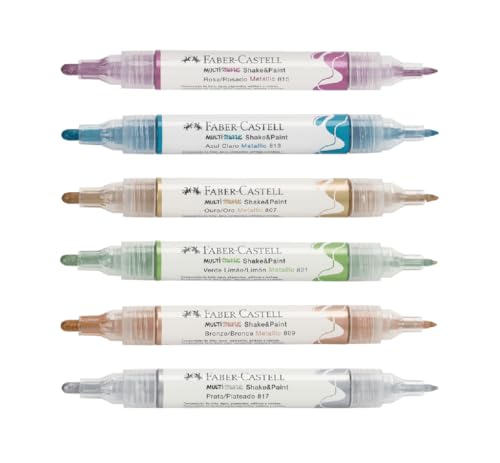 Marcadores MultiMark Multisuperfície Faber-Castell - 6 Cores Metálicas