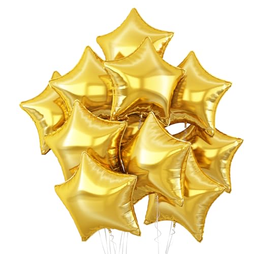 Gold Foil Star Balloon,10Pcs Gold Star Shaped Foil Balloons,18Inch Helium Polyester Film Balloons for Graduation,Brithday,Engagement,Wedding Party Decorations