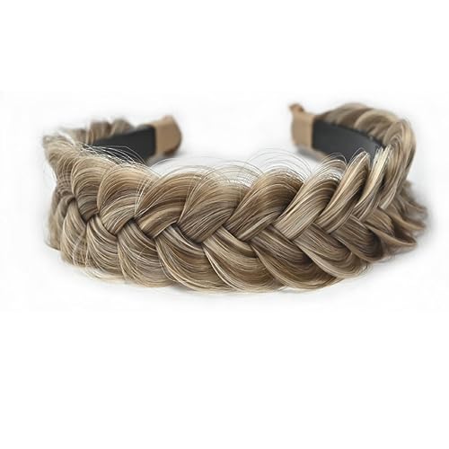 STHEJFB Wide Braided Headband Hoop Fashion Hair Accessories Elastic Non-slip Band for Women and Girl (Goledn Brown)