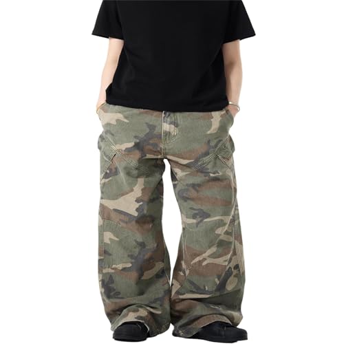 Men's Jeans Vintage Casual Pants Loose-Fit High-Street Workwear Women Trouser for Men2