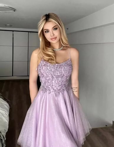 Topsta Lace Tulle Homecoming Dresses 2025 - Short Spaghetti Strap Prom Dress Lace Princess DAMA Dresses for Quinceanera3