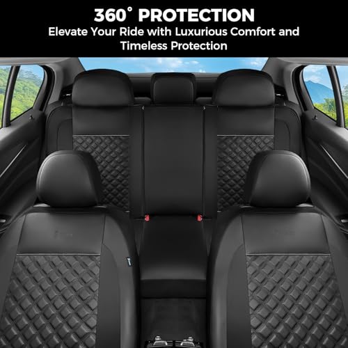 Image of FLORICH Seat Covers, Front Seat Covers 2 PCs, Automotive Seat Cover for Cars, Luxury Leather Universal Seat Cover Accessories Fit for Most Cars SUV Truck Sedans(Black)