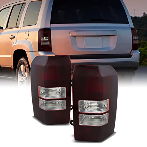 AKKON - For 2008-2017 Jeep Patriot Dark Red Tail Lights Brake Lamps Driver Left + Passenger Right Side Replacement Pair