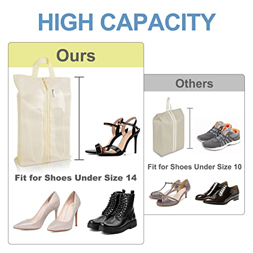 Shoe Bags, 3 Pack Xx-Large Waterproof Shoe Bags For Travel Women & Men, Translucent Design Protable Shoe Organizer Bag For Packing With Sturdy Zipper(Beige) #TOP2