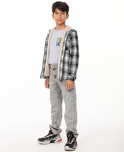Image of ZENTHACE Boys Sherpa Fleece Lined Flannel Jacket