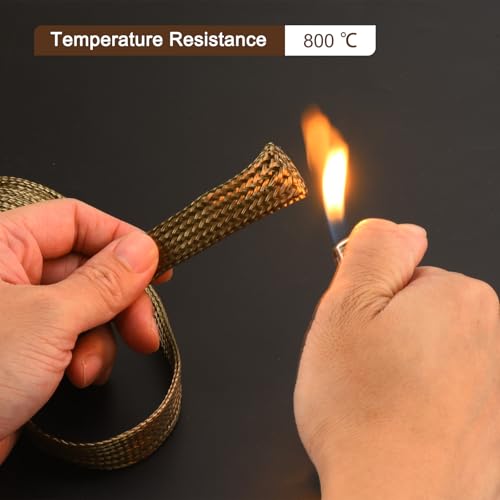 MECCANIXITY Heat Shield Sleeve, 5/16\" ID 10 Feet Heat Sleeve Automotive Wire Heat Shield Fuel Line Heat Shield Sleeve Heat Sleeve Heat Wrap 800 Degree for Wires, Titanium Color - Thumbnail 5