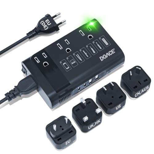 Image of DOACE Voltage Converter US to Europe, 350W Converter for European Travel for Curling Iron and Hair Straighteners, 220V to 110V Converter Plug Adapter with 2 USB A & 2 USB C Ports