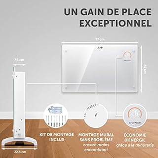 Johannson Radiateur Électrique à Thermostat Aurora Intérieur - Radiateur Électrique Mobile - Économique à Convecteur - Chauffage Électrique Inertie 2000w