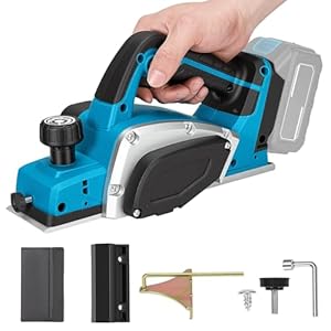 Elektrohobel 650w mit Bürstenloser Motor,Akku Hobel kompatibel mit Makita 18V,Elektrischer Handhobel mit 15000 U/min,82mm Hobelschneidenbreite & 1mm Tiefe,Holzhobel für Holzbearbeitung,ohne Akku