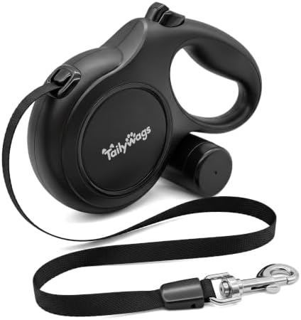 TailyWags 16ft Retractable Dog Leash for Medium Dogs up to 66 lbs, Black