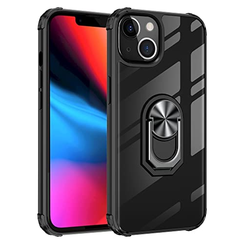 Vidamn Acrylic Hard Pc Magnetic Ring Kickstand Clear Mobile Phone Case For Iphone 13 (Blue) #TOP4