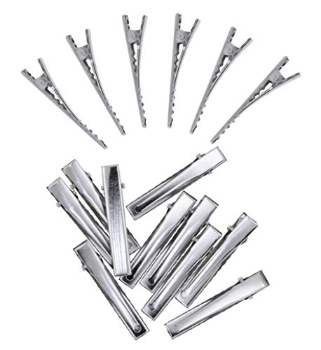 Mandala Crafts 1.75" Silver Alligator Metal Hair Clips for Styling & Bows