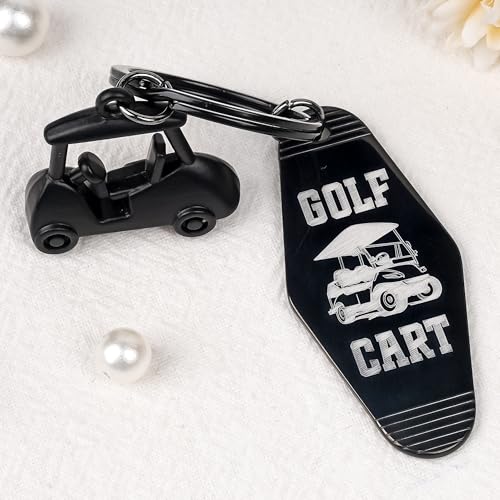 Image of Golf Cart Keychain for Women Men - Keys To The Golf Cart Accessories Retro Metal Keychains for Golf Lovers Players