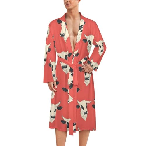 Kimono léger imprimé vache pour homme, peignoir de bain original à manches amples