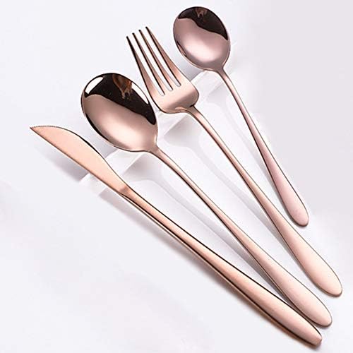 rismart 24-Piece Stainless Steel Flatware Silverware Cutlery Set, Include Knives, Forks, Spoons, Service for 6, Rose Gold